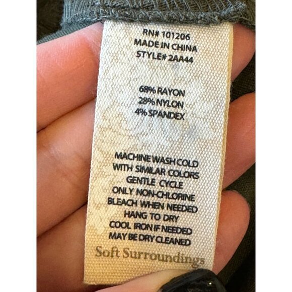 Soft Surroundings Pants Womens XS Olive Green Knit Stretch Tapered Leg Pull On - Picture 8 of 9